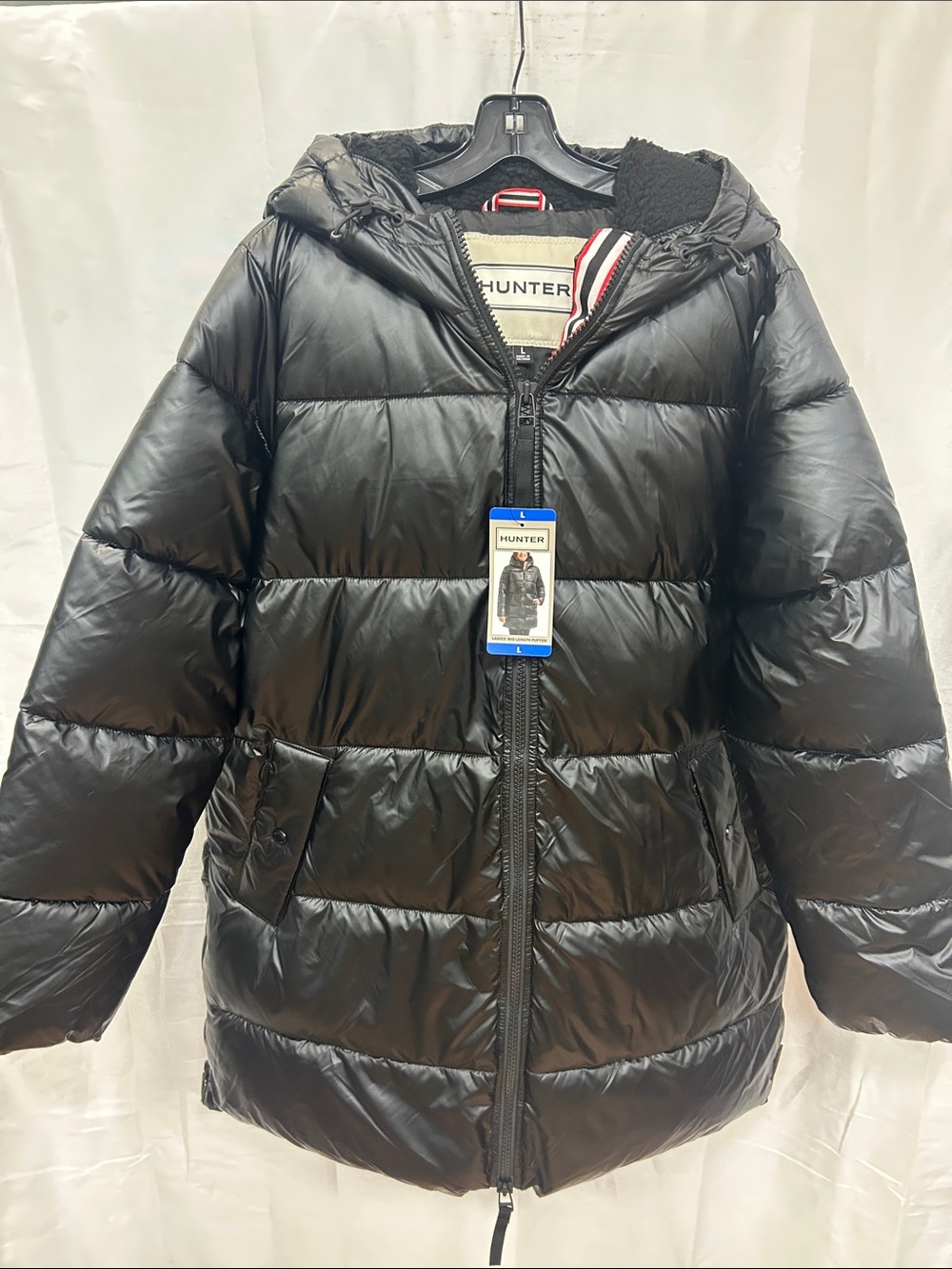 Hunter Black Quilted Hooded Puffer Coat